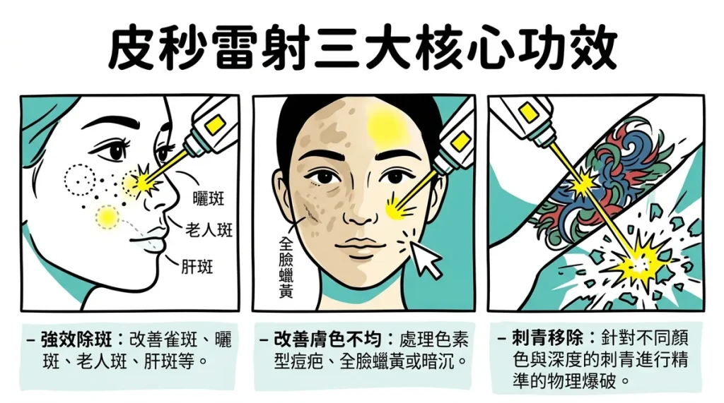 皮秒雷射三大核心功效：除斑、膚色不均與刺青移除
