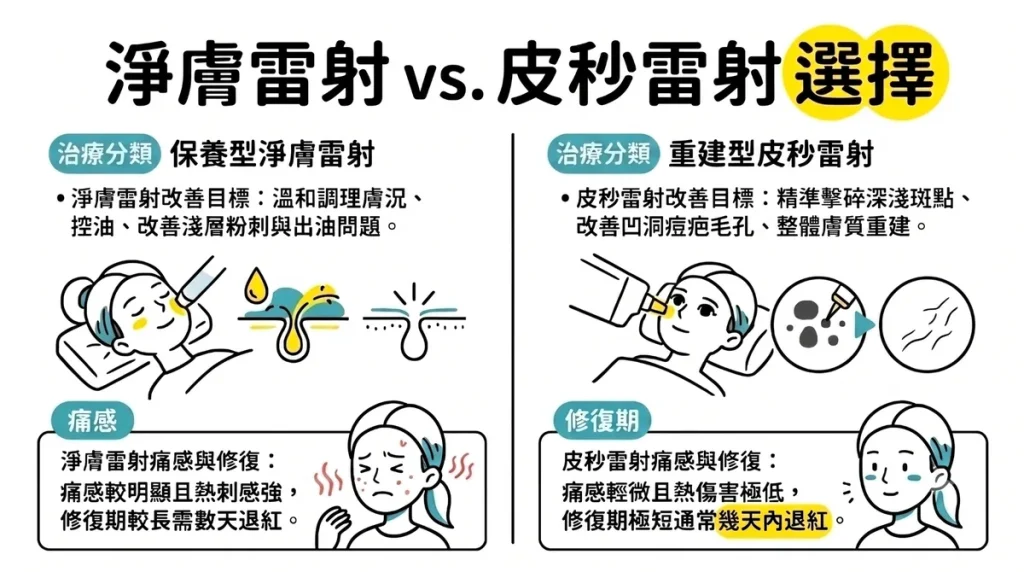 淨膚雷射與皮秒雷射優缺點與適合對象比較