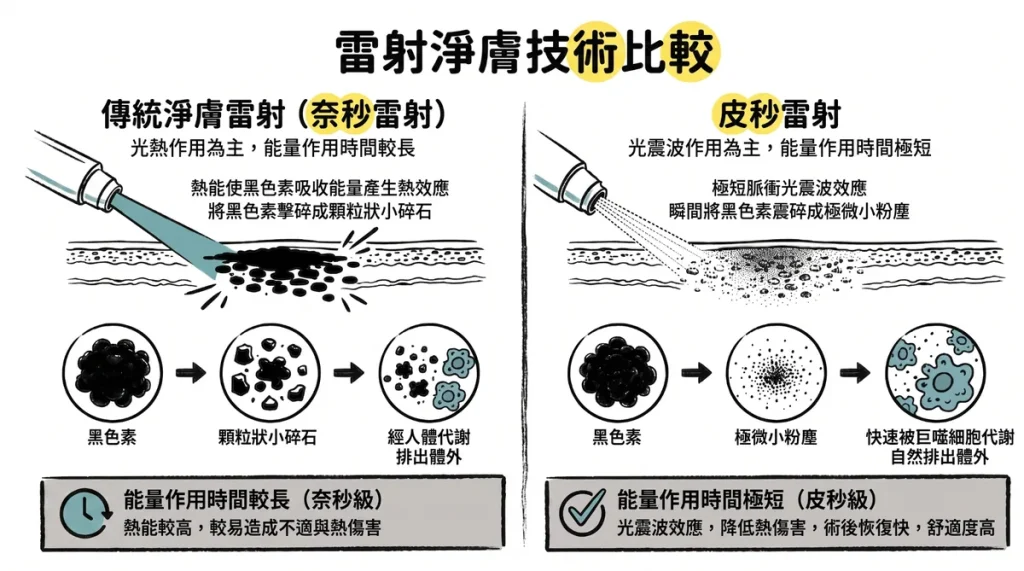 傳統淨膚雷射與皮秒雷射原理比較